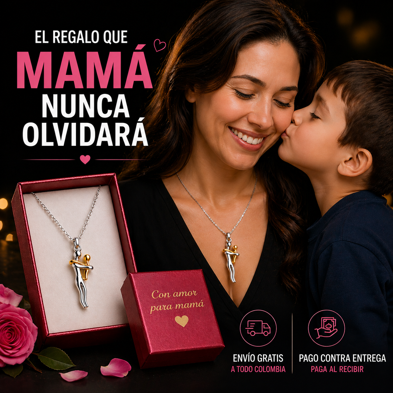Collar Mama e Hijo Abrazo Amor Infinito
