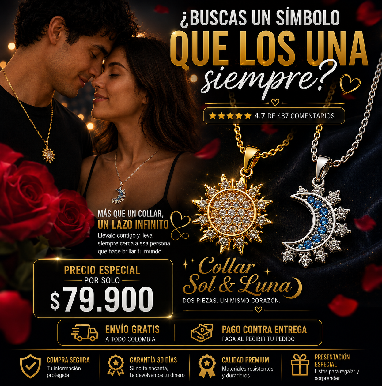 Collares Sol y Luna Eclipse Pareja